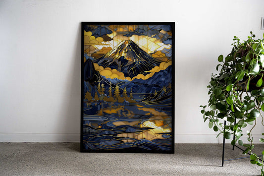 Golden Mountain Fuji Asian Style Poster | Wall Art for Home & Office | High-Quality Print - High-Quality Visual Display