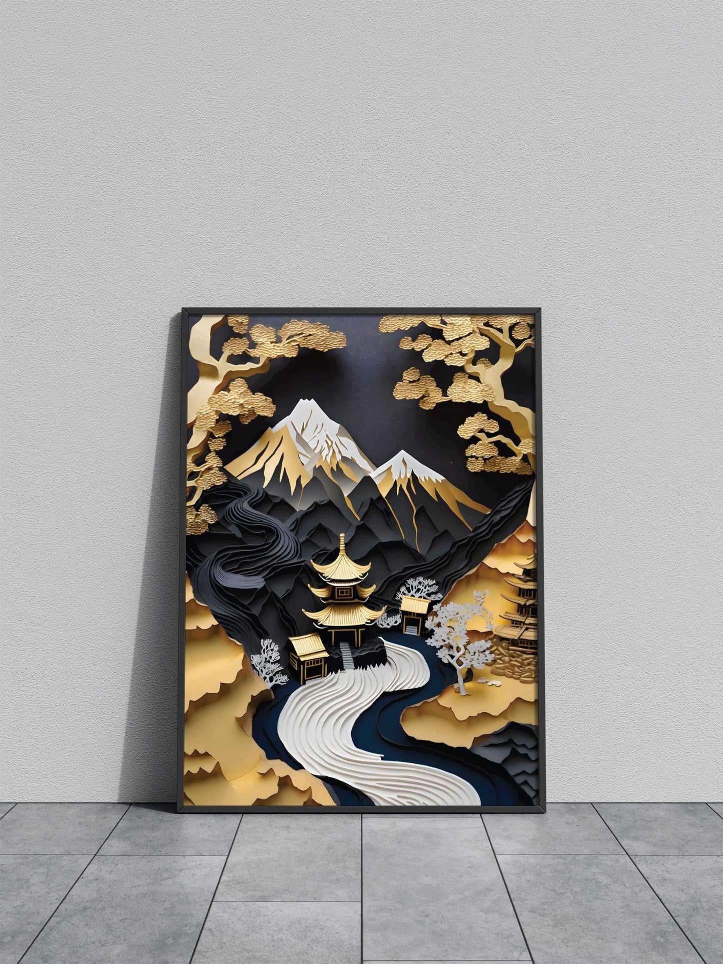 Golden landscape Japanese Asian Style Poster | Wall Art for Home & Office | High-Quality Print - High-Quality Visual Display