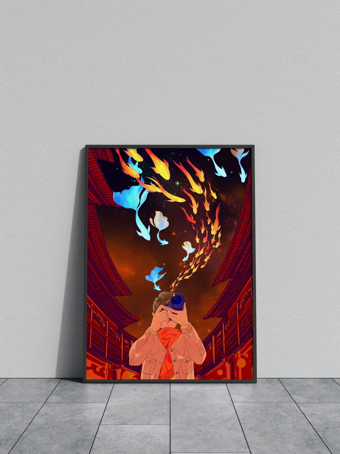 Goldfish Lantern Festival Asian Style Poster | Wall Art for Home & Office | High-Quality Print