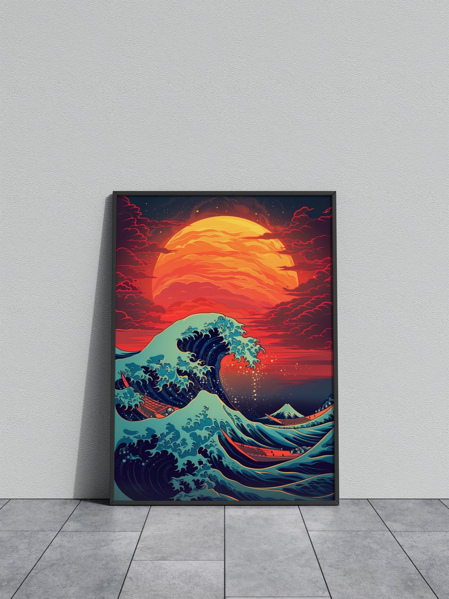 Great Wave Retro Asian Style Poster | Wall Art for Home & Office | High-Quality Print