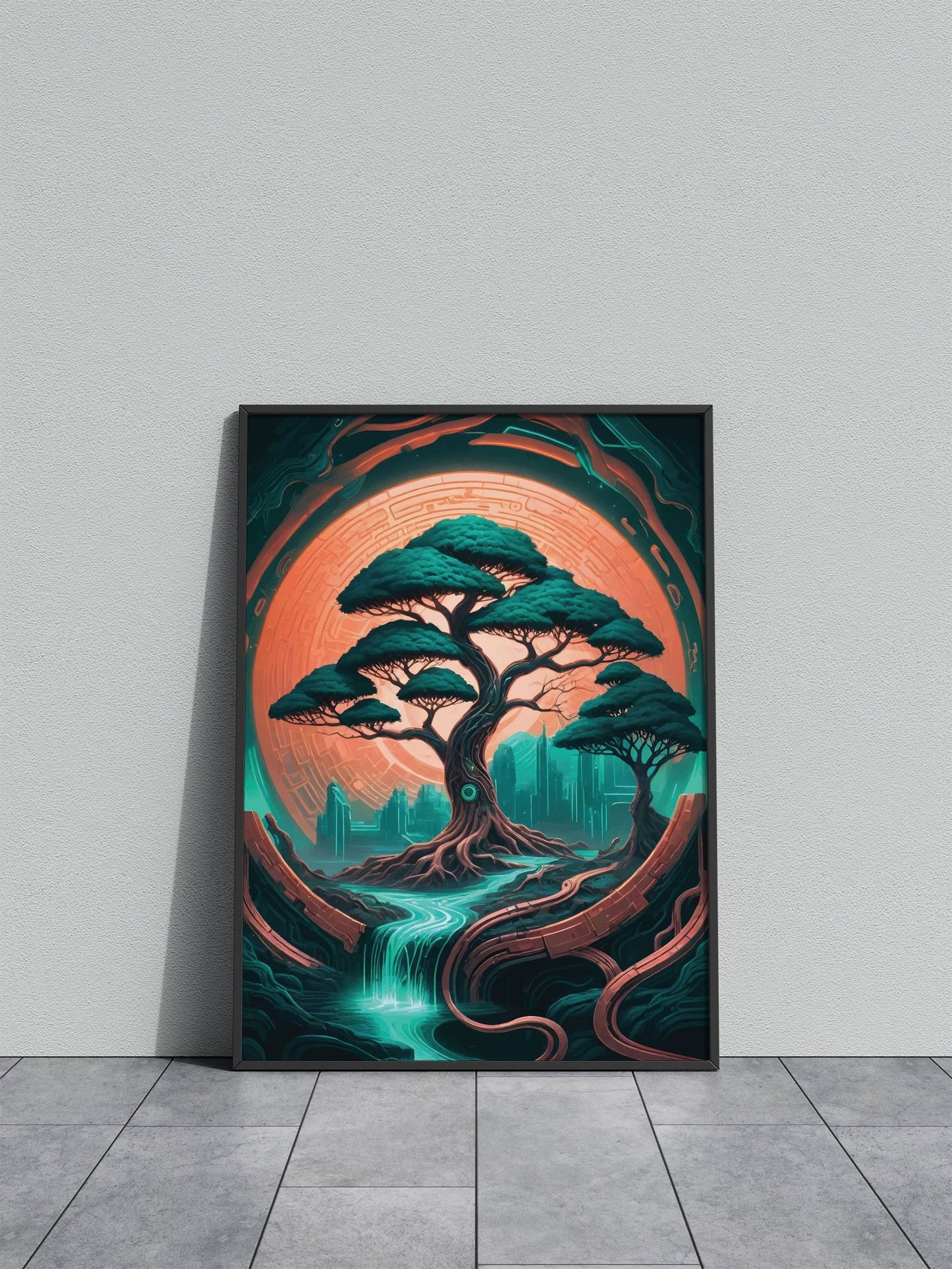 Green Bonsai tree Asian Style Poster | Wall Art for Home & Office | High-Quality Print - High-Quality Visual Display