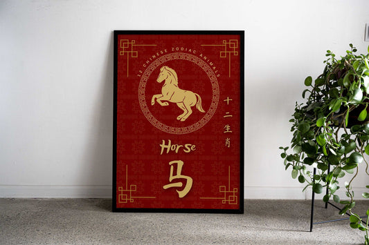 Horse Chinese Zodiac Asian Style Poster | Wall Art for Home & Office | High-Quality Print - High-Quality Visual Display