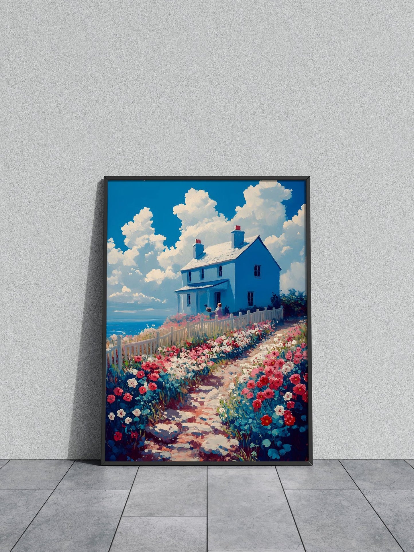 House on the Hill Asian Style Poster | Wall Art for Home & Office | High-Quality Print