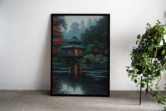 House on the Lake Asian Style Poster | Wall Art for Home & Office | High-Quality Print - High-Quality Visual Display