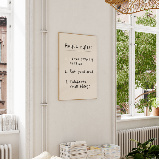House Rules | Black and Cream | Art Print - High-Quality Premium Wall Art Decor Sticker