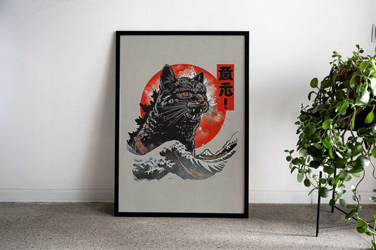 Illustration Cat Asian Style Poster | Wall Art for Home & Office | High-Quality Print - High-Quality Visual Display
