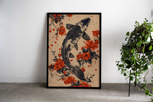 Ink Art Koi Fish Asian Style Poster | Wall Art for Home & Office | High-Quality Print - High-Quality Visual Display