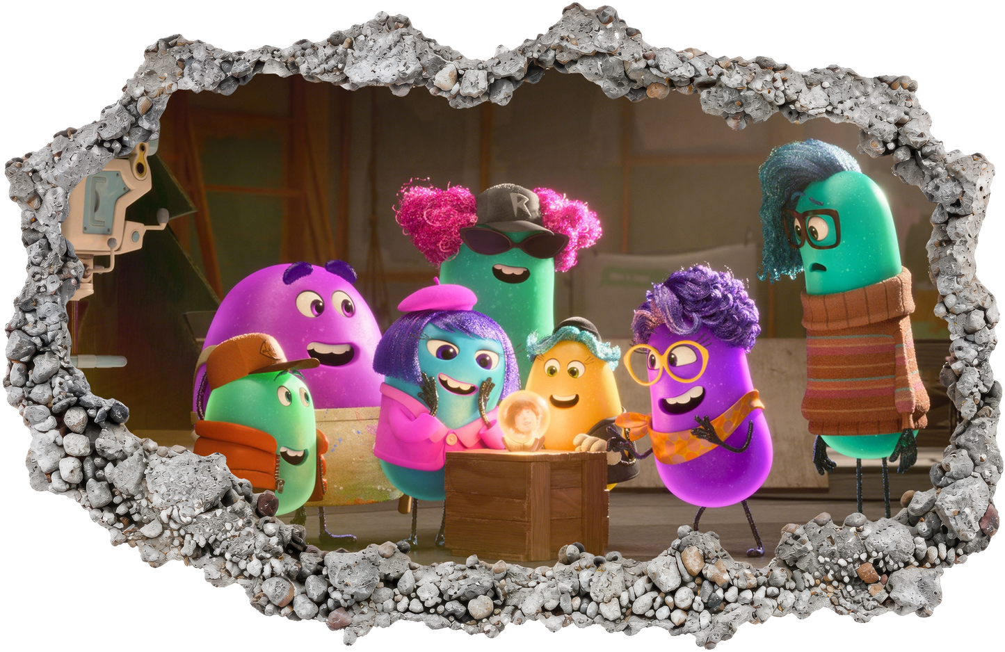 Inside Out 2 Movie Emotions 3D Smashed Wall Decal Kids Room Decor 335