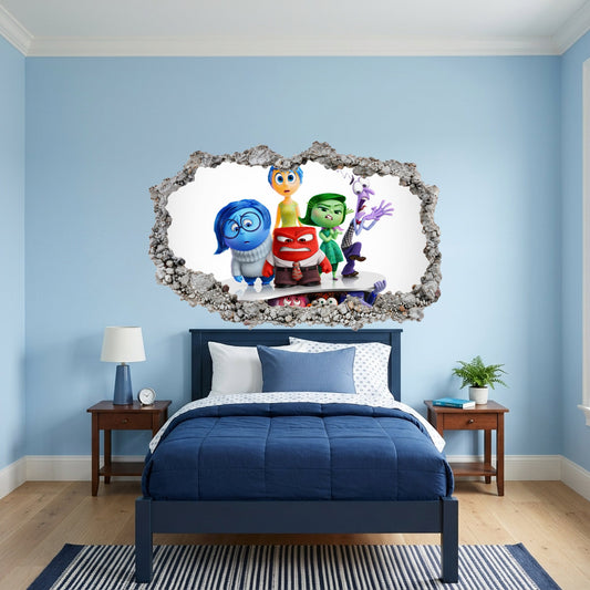 Inside Out 2 Movie Emotions Nursery Wall Art 3D Wall Hole Decal 309