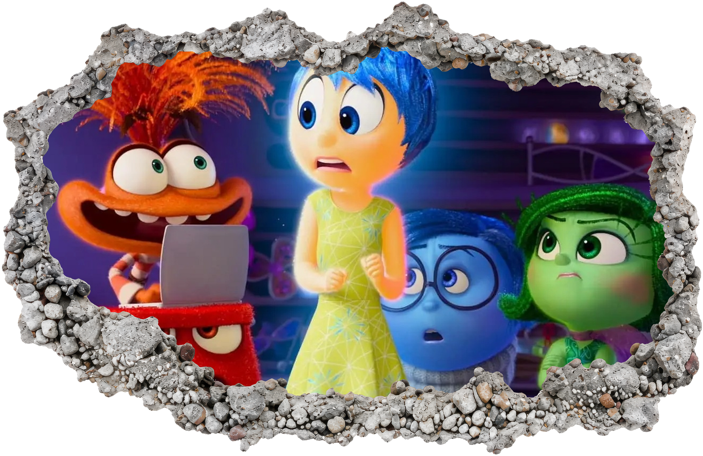 Inside Out Joy Anxiety Vinyl Mural 3D Wall Hole Decal 334