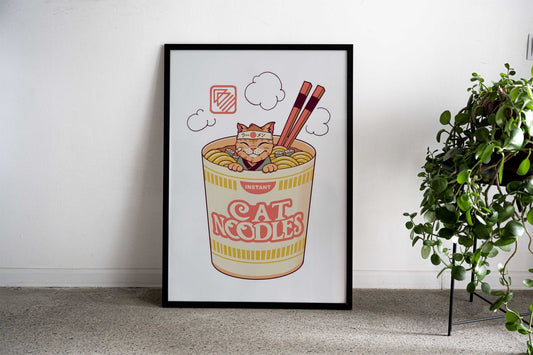 Instant Cat Noodles Asian Style Poster | Wall Art for Home & Office | High-Quality Print - High-Quality Visual Display