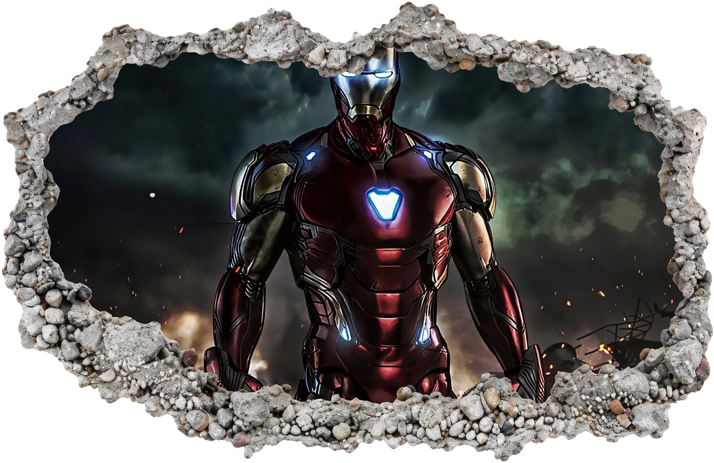 Iron Man Avengers Marvel Comics 3D Wall Hole Decal Smashed Brick Decal 088