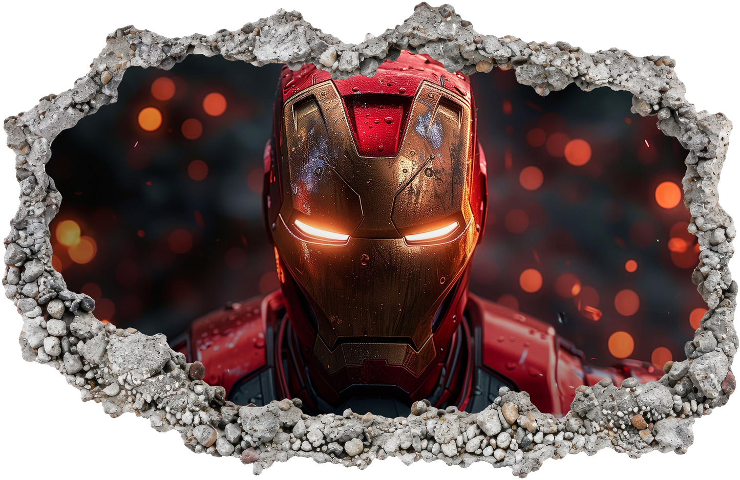 Iron Man Avengers Marvel Comics Smashed Brick Decal Bedroom Decor 081