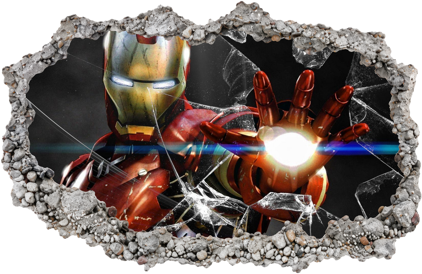 Iron Man Superhero 3D Wall Hole Decal 3D Smashed Wall Decal 079