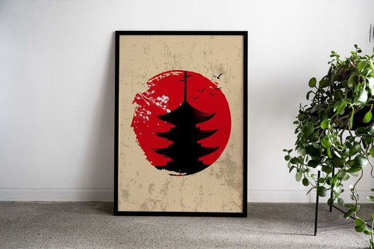 JAPANESE HOUSE SILHOUETTE Asian Style Poster | Wall Art for Home & Office | High-Quality Print - High-Quality Visual Display