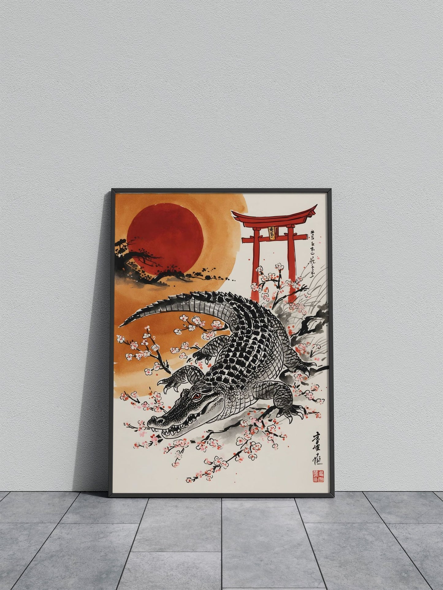 Japan Alligator Painting Asian Style Poster | Wall Art for Home & Office | High-Quality Print