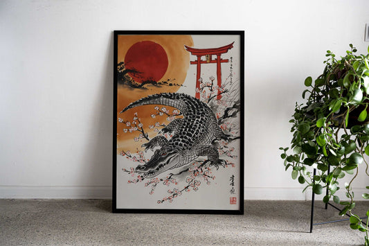 Japan Alligator Painting Asian Style Poster | Wall Art for Home & Office | High-Quality Print - High-Quality Visual Display