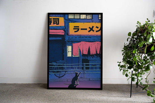 Japan Cat City Pop 30 Asian Style Poster | Wall Art for Home & Office | High-Quality Print - High-Quality Visual Display