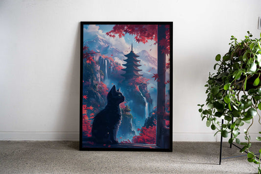 Japan Cat Scenery Asian Style Poster | Wall Art for Home & Office | High-Quality Print - High-Quality Visual Display