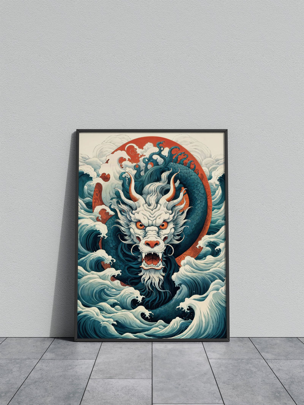 Japan Dragon Sea Wave Fury Asian Style Poster | Wall Art for Home & Office | High-Quality Print - High-Quality Visual Display