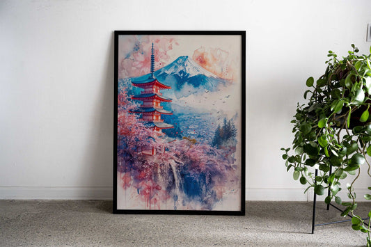 Japan Fuji Watercolor Asian Style Poster | Wall Art for Home & Office | High-Quality Print - High-Quality Visual Display