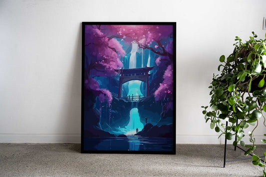 Japan Landscape Neon Art Asian Style Poster | Wall Art for Home & Office | High-Quality Print - High-Quality Visual Display