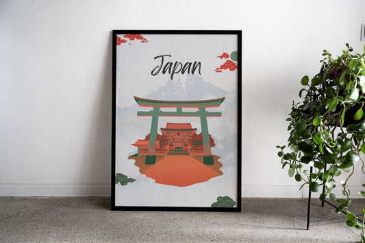 Japan Temple Illustration Asian Style Poster | Wall Art for Home & Office | High-Quality Print - High-Quality Visual Display
