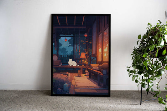 Japan White Cat Anime Asian Style Poster | Wall Art for Home & Office | High-Quality Print - High-Quality Visual Display