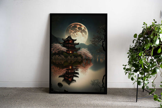 Japan landscape moon Asian Style Poster | Wall Art for Home & Office | High-Quality Print - High-Quality Visual Display