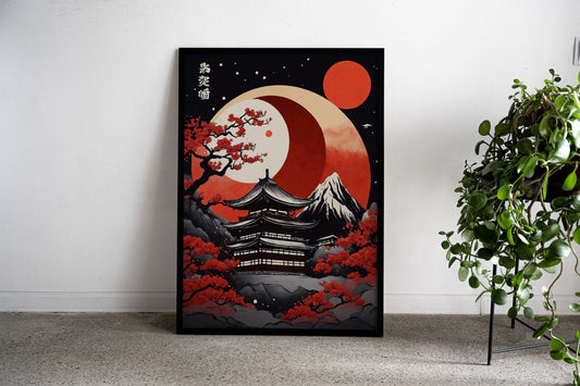 Japan moon landscape Asian Style Poster | Wall Art for Home & Office | High-Quality Print - High-Quality Visual Display