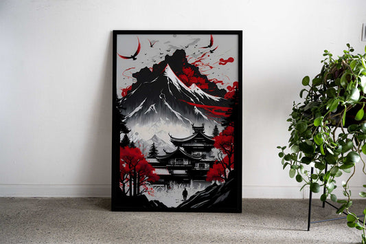 Japanese Architecture Ink Asian Style Poster | Wall Art for Home & Office | High-Quality Print - High-Quality Visual Display