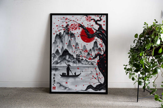Japanese Bay Ink Wash Asian Style Poster | Wall Art for Home & Office | High-Quality Print - High-Quality Visual Display