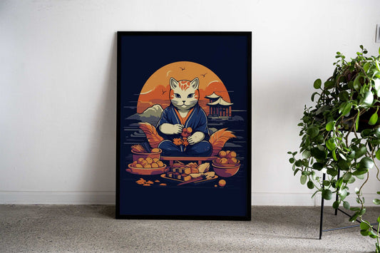 Japanese Cat Chef Asian Style Poster | Wall Art for Home & Office | High-Quality Print - High-Quality Visual Display