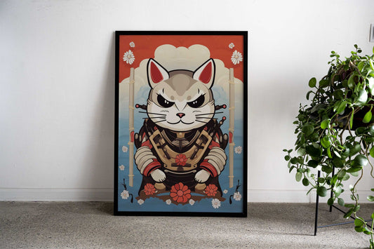 Japanese Cat Samurai Asian Style Poster | Wall Art for Home & Office | High-Quality Print - High-Quality Visual Display