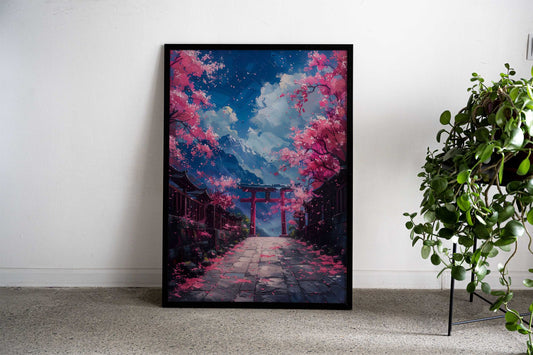 Japanese Cherry Landscape Asian Style Poster | Wall Art for Home & Office | High-Quality Print - High-Quality Visual Display