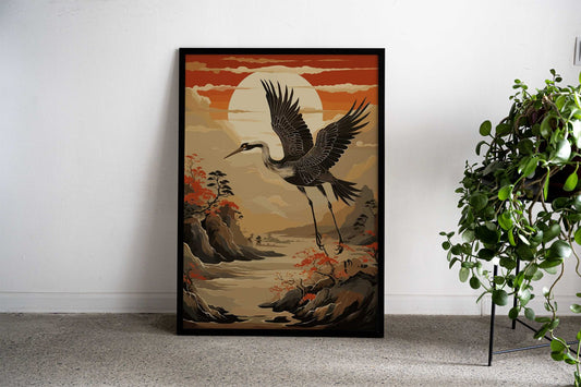 Japanese Crane Fantasy Asian Style Poster | Wall Art for Home & Office | High-Quality Print - High-Quality Visual Display