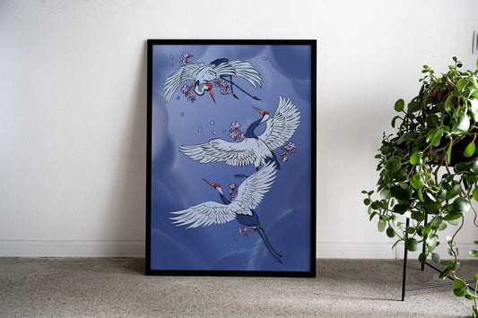 Japanese Cranes Asian Style Poster | Wall Art for Home & Office | High-Quality Print - High-Quality Visual Display