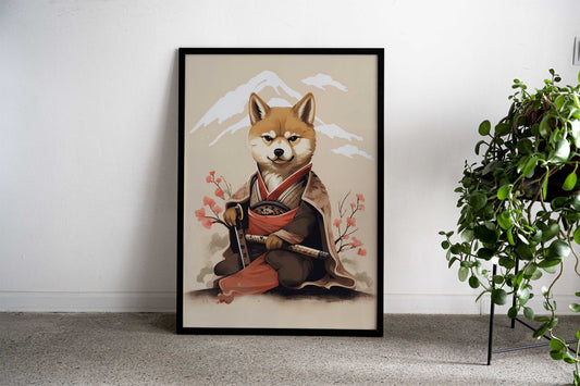 Japanese Dog Samurai Asian Style Poster | Wall Art for Home & Office | High-Quality Print - High-Quality Visual Display