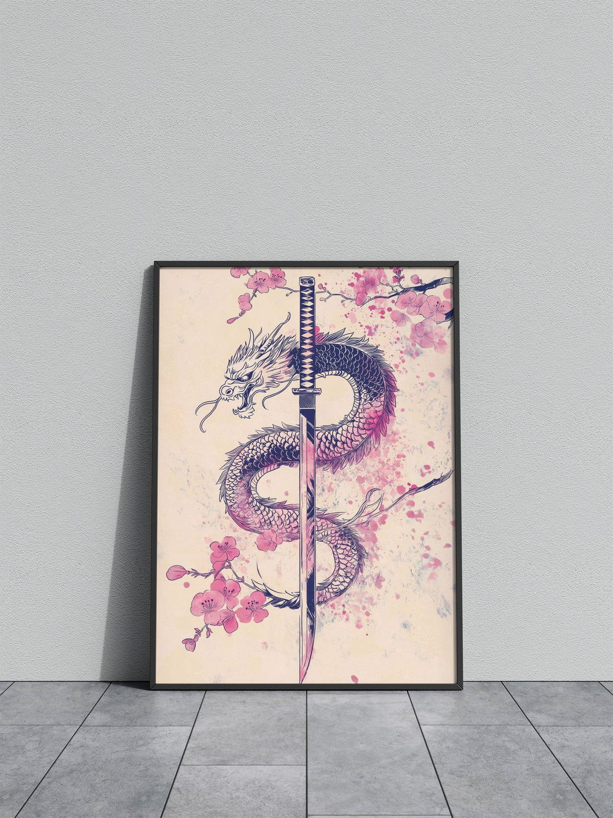 Japanese Dragon Katana Asian Style Poster | Wall Art for Home & Office | High-Quality Print - High-Quality Visual Display