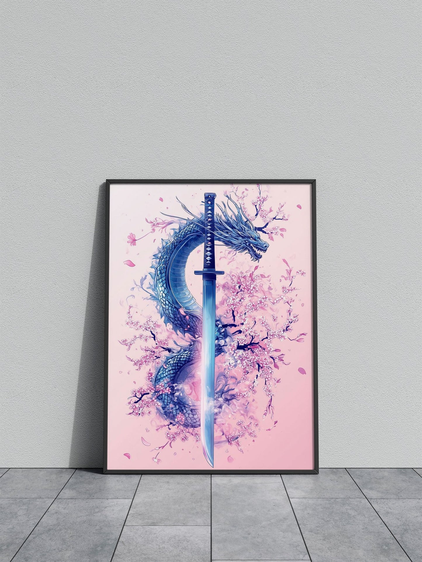 Japanese Dragon Katanaa Asian Style Poster | Wall Art for Home & Office | High-Quality Print - High-Quality Visual Display
