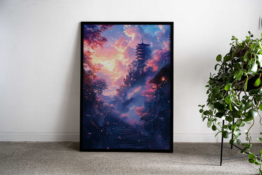 Japanese Fantasy Landscape Beautiful sky Asian Style Poster | Wall Art for Home & Office | High-Quality Print - High-Quality Visual Display