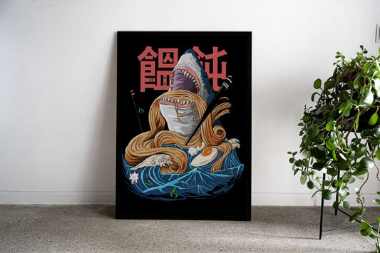 Japanese Food Ramen Shark Asian Style Poster | Wall Art for Home & Office | High-Quality Print - High-Quality Visual Display