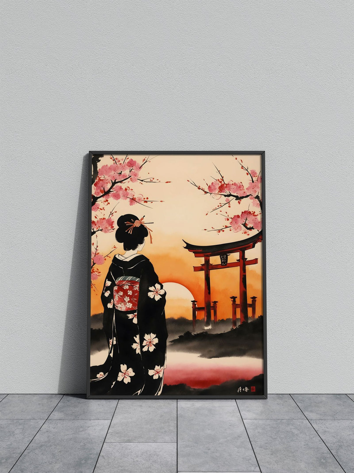 Japanese Geisha Cherry Asian Style Poster | Wall Art for Home & Office | High-Quality Print - High-Quality Visual Display