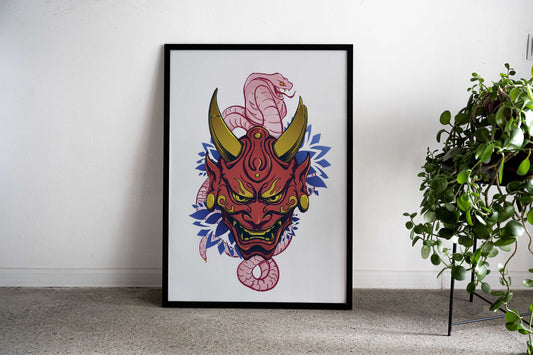 Japanese Hannya Mask Oni Asian Style Poster | Wall Art for Home & Office | High-Quality Print - High-Quality Visual Display
