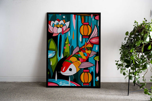 Japanese Koi Bloom Asian Style Poster | Wall Art for Home & Office | High-Quality Print - High-Quality Visual Display