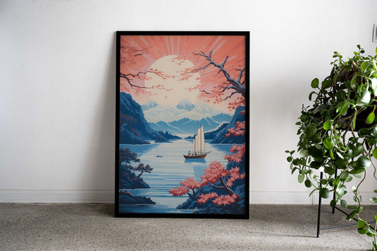 Japanese Lake Asian Style Poster | Wall Art for Home & Office | High-Quality Print - High-Quality Visual Display