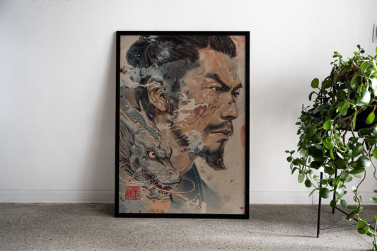 Japanese Man Dragon Asian Style Poster | Wall Art for Home & Office | High-Quality Print - High-Quality Visual Display
