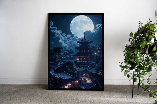 Japanese Moon Ladscape Asian Style Poster | Wall Art for Home & Office | High-Quality Print - High-Quality Visual Display