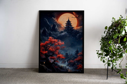 Japanese Moon Landscape Asian Style Poster | Wall Art for Home & Office | High-Quality Print - High-Quality Visual Display