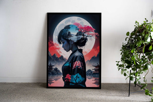 Japanese Moon Woman Asian Style Poster | Wall Art for Home & Office | High-Quality Print - High-Quality Visual Display